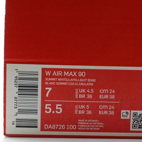 Nike Air Max 90 Women's Size 7 Sneakers 'Summit White' Multi-Color DA8726-100 - Picture 11 of 11